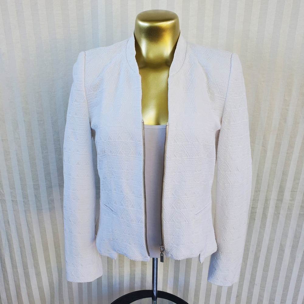 Zara White Textured Women's Trafaluc Blazer